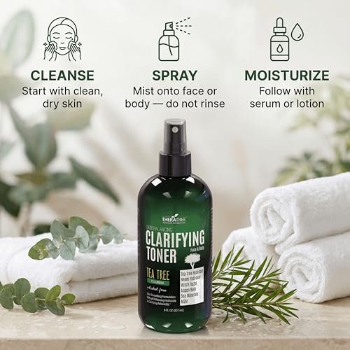 Oleavine TheraTree Clarifying Toner with MSM, Tea Tree & Neem Hydrosol - Alcohol-Free Complexion Control for Face & Body - Reduces Appearance of Pores & Controls Oil - 8 Fl Oz Avelisse