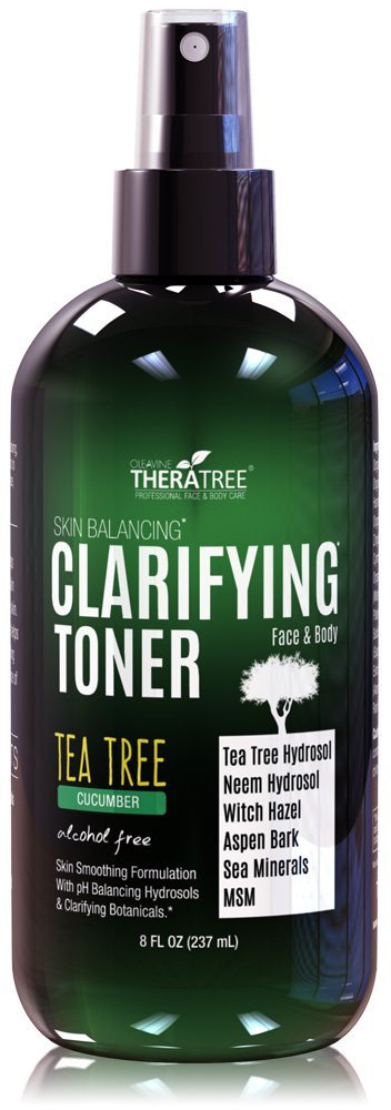 Oleavine TheraTree Clarifying Toner with MSM, Tea Tree & Neem Hydrosol - Alcohol-Free Complexion Control for Face & Body - Reduces Appearance of Pores & Controls Oil - 8 Fl Oz Avelisse