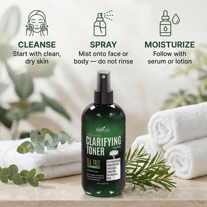 Oleavine TheraTree Clarifying Toner with MSM, Tea Tree & Neem Hydrosol - Alcohol-Free Complexion Control for Face & Body - Reduces Appearance of Pores & Controls Oil - 8 Fl Oz Avelisse
