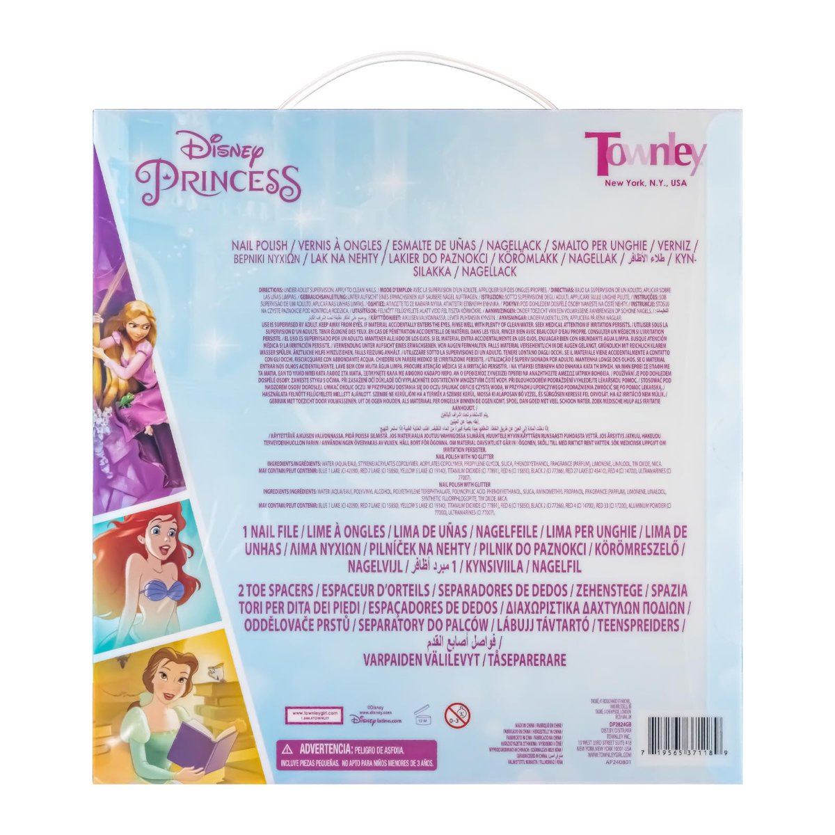 Disney Princess 15-Piece Water-Based Nail Polish Set with Toe Spacers - Quick Dry, Peel Off, Gift Kit for Kids Ages 3+ - görsel 17