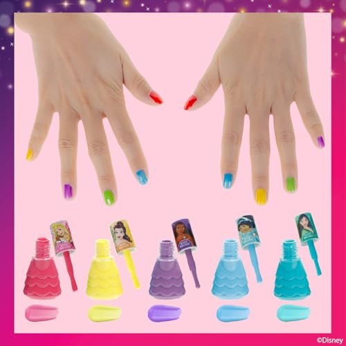 Disney Princess 15-Piece Water-Based Nail Polish Set with Toe Spacers - Quick Dry, Peel Off, Gift Kit for Kids Ages 3+ - görsel 10