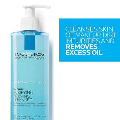La Roche-Posay Toleriane Purifying Foaming Facial Cleanser - Oil Free Face Wash with Niacinamide + Ceramides for Sensitive Skin, 13.52 Fl Oz