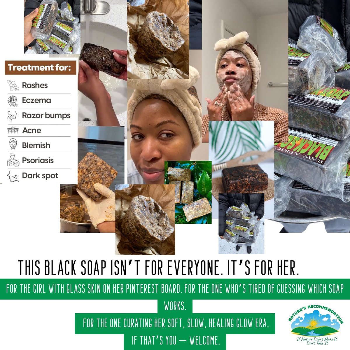Premium African Black Soap - Pure 1 Pound Bulk - Raw Organic Soap for Acne, Dry Skin, Rashes, Burns, Scar Removal, Face & Body Wash - Authentic Ghana West Africa Moisturizer - görsel 3