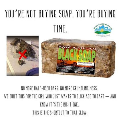 Premium African Black Soap - Pure 1 Pound Bulk - Raw Organic Soap for Acne, Dry Skin, Rashes, Burns, Scar Removal, Face & Body Wash - Authentic Ghana West Africa Moisturizer