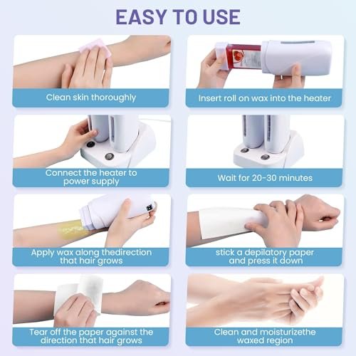 SUBAY Roll on Wax Warmer – Double Cartridge Electric Wax Heater for Smooth Hair Removal on Face, Legs, Armpit, Bikini, Brazilian & More (White, 110V) Avelisse