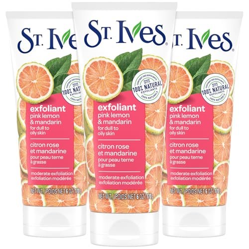 St. Ives Skin-Brightening Pink Lemon & Mandarin Exfoliating Face Scrub, 6 Oz (Pack of 3) Avelisse