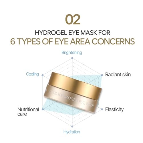 Petitfee Gold Hydrogel Eye Patch 60ea (30 Pairs) - 24K Gold Eye Mask for Moisturizing, Glowy Skin, Hydrating, Skin Elasticity, Youthful Complexion, Ginseng, Collagen - görsel 10