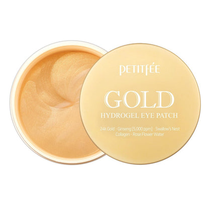 Petitfee Gold Hydrogel Eye Patch 60ea (30 Pairs) - 24K Gold Eye Mask for Moisturizing, Glowy Skin, Hydrating, Skin Elasticity, Youthful Complexion, Ginseng, Collagen