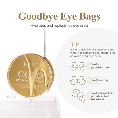 Petitfee Gold Hydrogel Eye Patch 60ea (30 Pairs) - 24K Gold Eye Mask for Moisturizing, Glowy Skin, Hydrating, Skin Elasticity, Youthful Complexion, Ginseng, Collagen - görsel 16