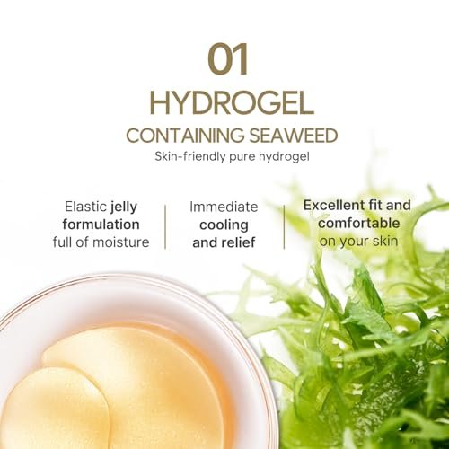 Petitfee Gold Hydrogel Eye Patch 60ea (30 Pairs) - 24K Gold Eye Mask for Moisturizing, Glowy Skin, Hydrating, Skin Elasticity, Youthful Complexion, Ginseng, Collagen - görsel 8