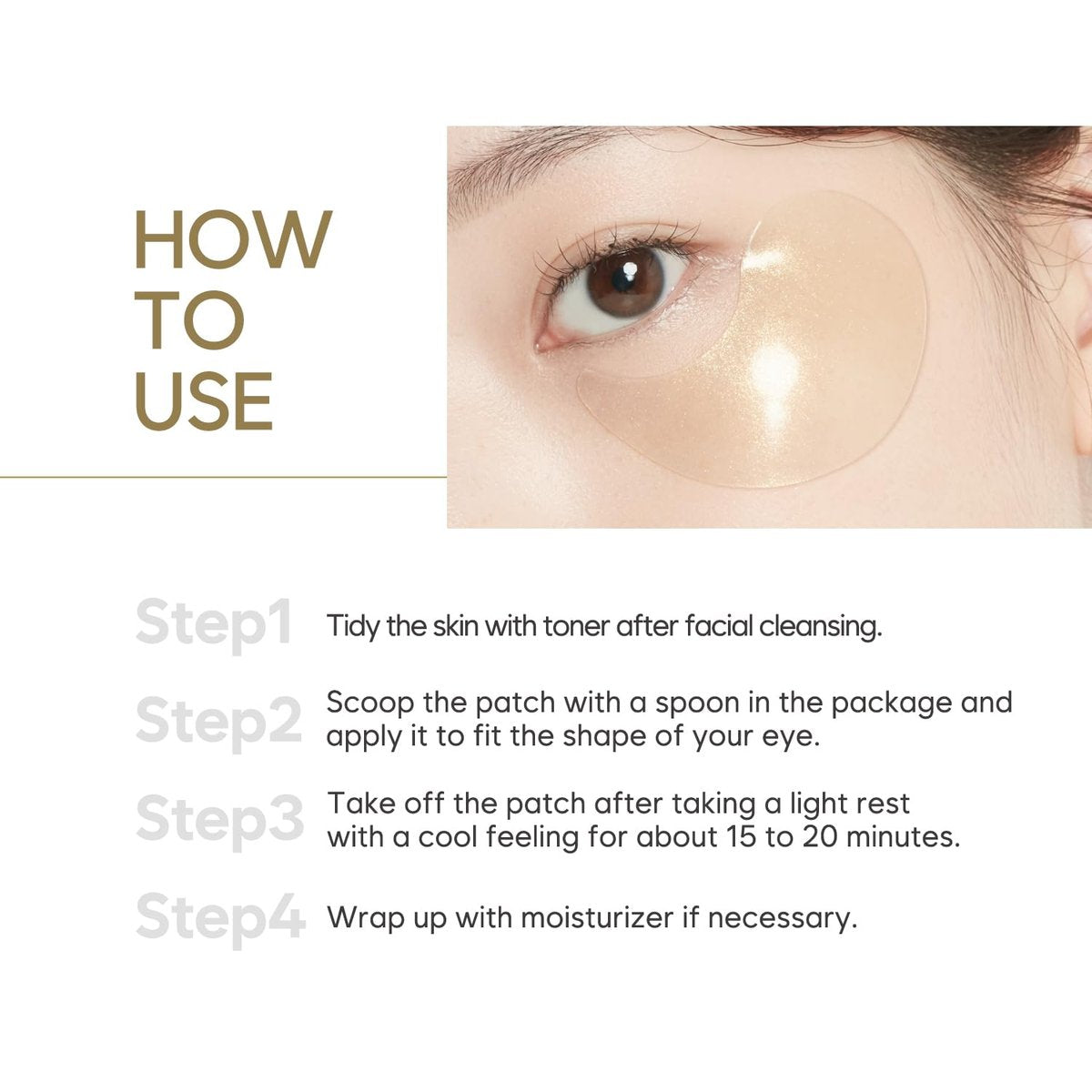 Petitfee Gold Hydrogel Eye Patch 60ea (30 Pairs) - 24K Gold Eye Mask for Moisturizing, Glowy Skin, Hydrating, Skin Elasticity, Youthful Complexion, Ginseng, Collagen - görsel 17