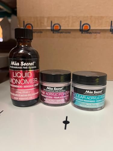Mia Secret Acrylic Nail Kit - 2oz Liquid Monomer + 1oz Clear & 1oz Pink Acrylic Powder for Professional Nail Art Avelisse