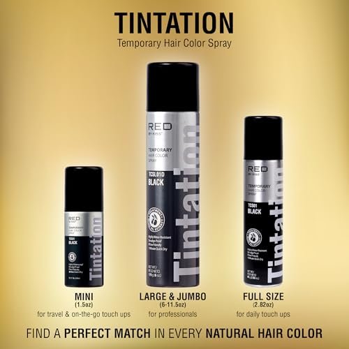 Red by Kiss Tintation Temporary Hair Color Spray - Black, 2.82 oz - Instant Gray Root Touch Up & Hairline Touch-Up, Water-Resistant, Smudge-Proof, Easy Wash Out - görsel 11