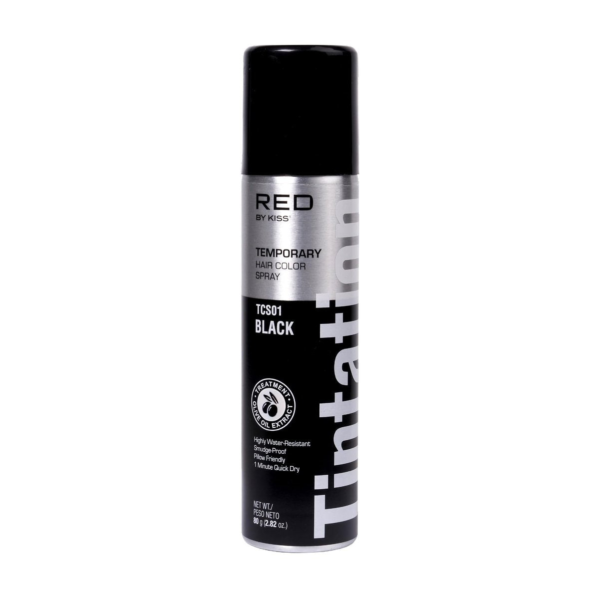 Red by Kiss Tintation Temporary Hair Color Spray - Black, 2.82 oz - Instant Gray Root Touch Up & Hairline Touch-Up, Water-Resistant, Smudge-Proof, Easy Wash Out - görsel 2