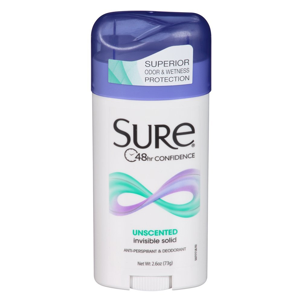 SURE Antiperspirant Deodorant Solid Unscented 2.6 oz (Pack of 6) – Long-Lasting Odor & Wetness Protection Avelisse