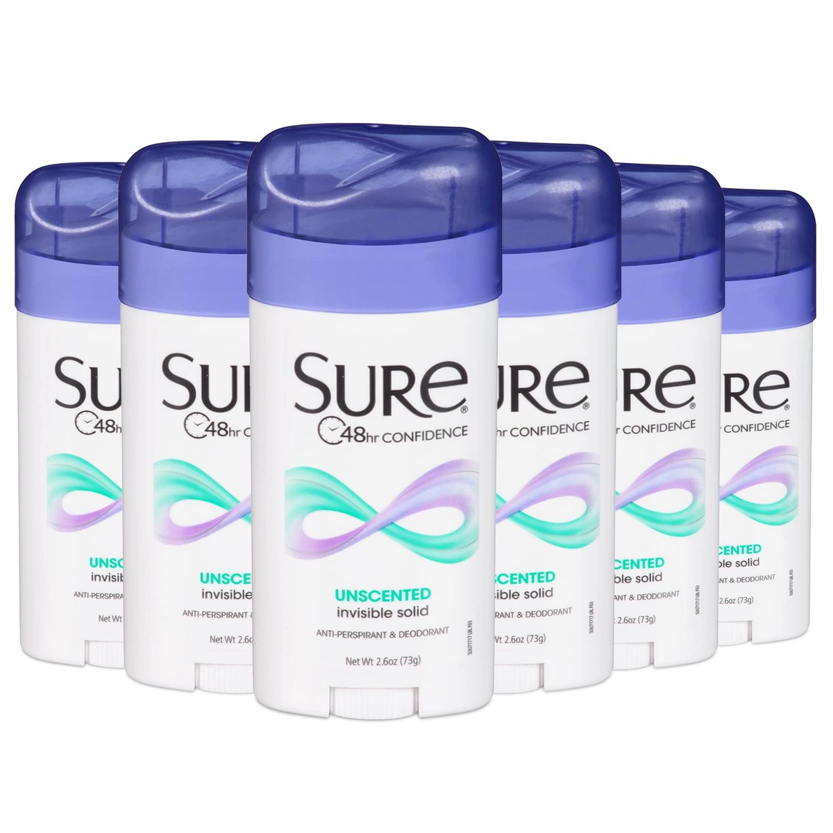 SURE Antiperspirant Deodorant Solid Unscented 2.6 oz (Pack of 6) – Long-Lasting Odor & Wetness Protection Avelisse