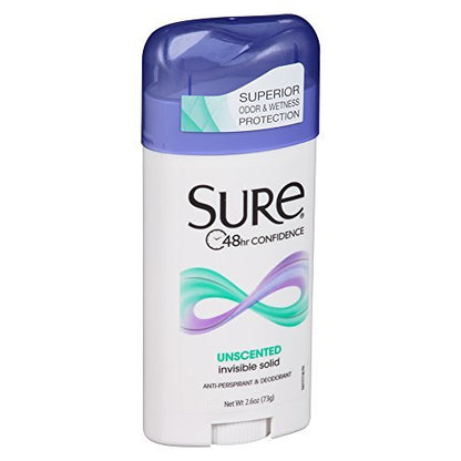 SURE Antiperspirant Deodorant Solid Unscented 2.6 oz (Pack of 6) – Long-Lasting Odor & Wetness Protection Avelisse