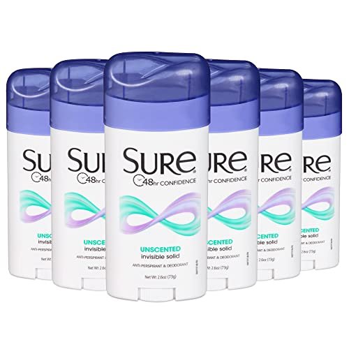 SURE Antiperspirant Deodorant Solid Unscented 2.6 oz (Pack of 6) – Long-Lasting Odor & Wetness Protection Avelisse