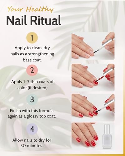 Karma Organic Deep Nutrition Nail Strengthener for Thin Nails and Growth - Non-Toxic Vegan Nail Hardener & Ridge Filler Base Coat (0.43 FL Oz) Avelisse