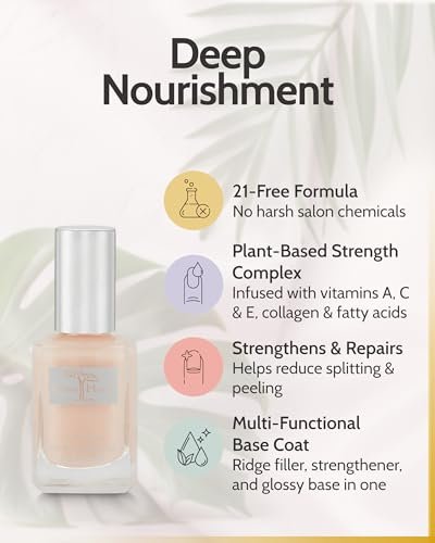 Karma Organic Deep Nutrition Nail Strengthener for Thin Nails and Growth - Non-Toxic Vegan Nail Hardener & Ridge Filler Base Coat (0.43 FL Oz) Avelisse