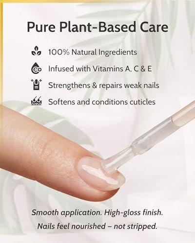 Karma Organic Deep Nutrition Nail Strengthener for Thin Nails and Growth - Non-Toxic Vegan Nail Hardener & Ridge Filler Base Coat (0.43 FL Oz) Avelisse