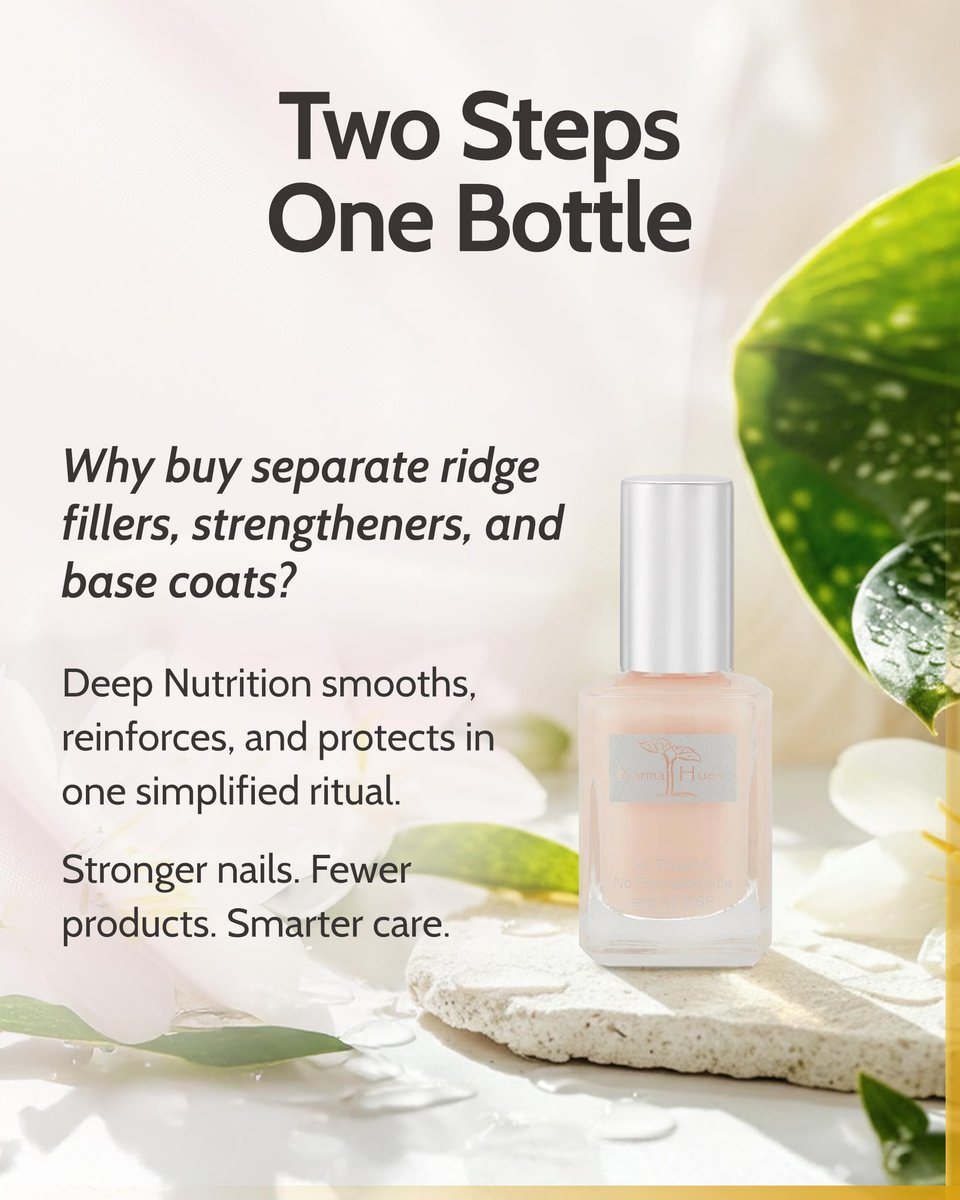Karma Organic Deep Nutrition Nail Strengthener for Thin Nails and Growth - Non-Toxic Vegan Nail Hardener & Ridge Filler Base Coat (0.43 FL Oz) Avelisse