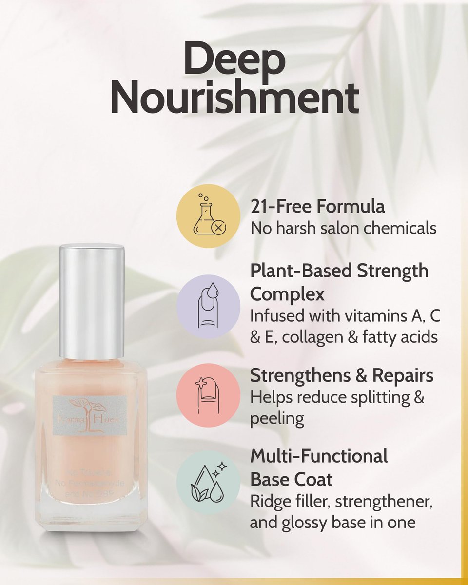 Karma Organic Deep Nutrition Nail Strengthener for Thin Nails and Growth - Non-Toxic Vegan Nail Hardener & Ridge Filler Base Coat (0.43 FL Oz) Avelisse