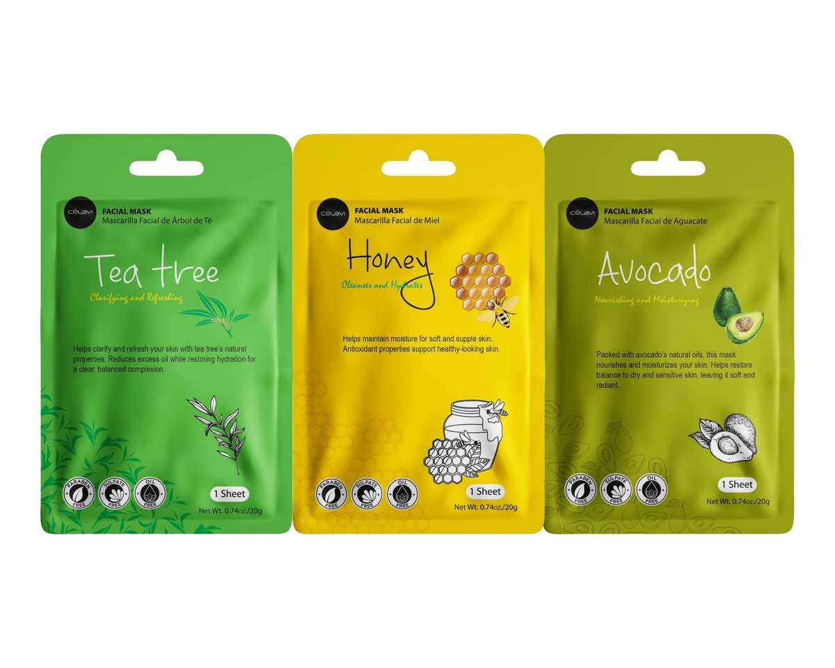 Celavi Essence Facial Face Mask Paper Sheet – Korea Skin Care Moisturizing 9 Pack (Mix of 9) - görsel 15