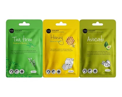Celavi Essence Facial Face Mask Paper Sheet – Korea Skin Care Moisturizing 9 Pack (Mix of 9)