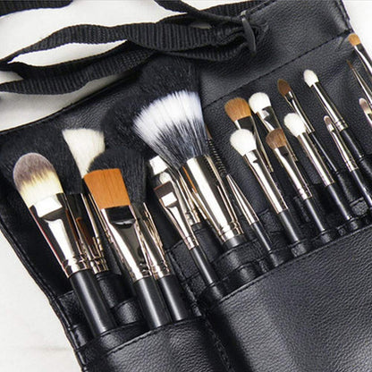 Groupcow 22 Pockets Professional Cosmetic Makeup Brush Bag with Artist Belt Strap, Black, 26.7x13 Inch