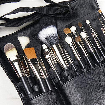 Groupcow 22 Pockets Professional Cosmetic Makeup Brush Bag with Artist Belt Strap, Black, 26.7x13 Inch
