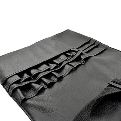 Groupcow 22 Pockets Professional Cosmetic Makeup Brush Bag with Artist Belt Strap, Black, 26.7x13 Inch