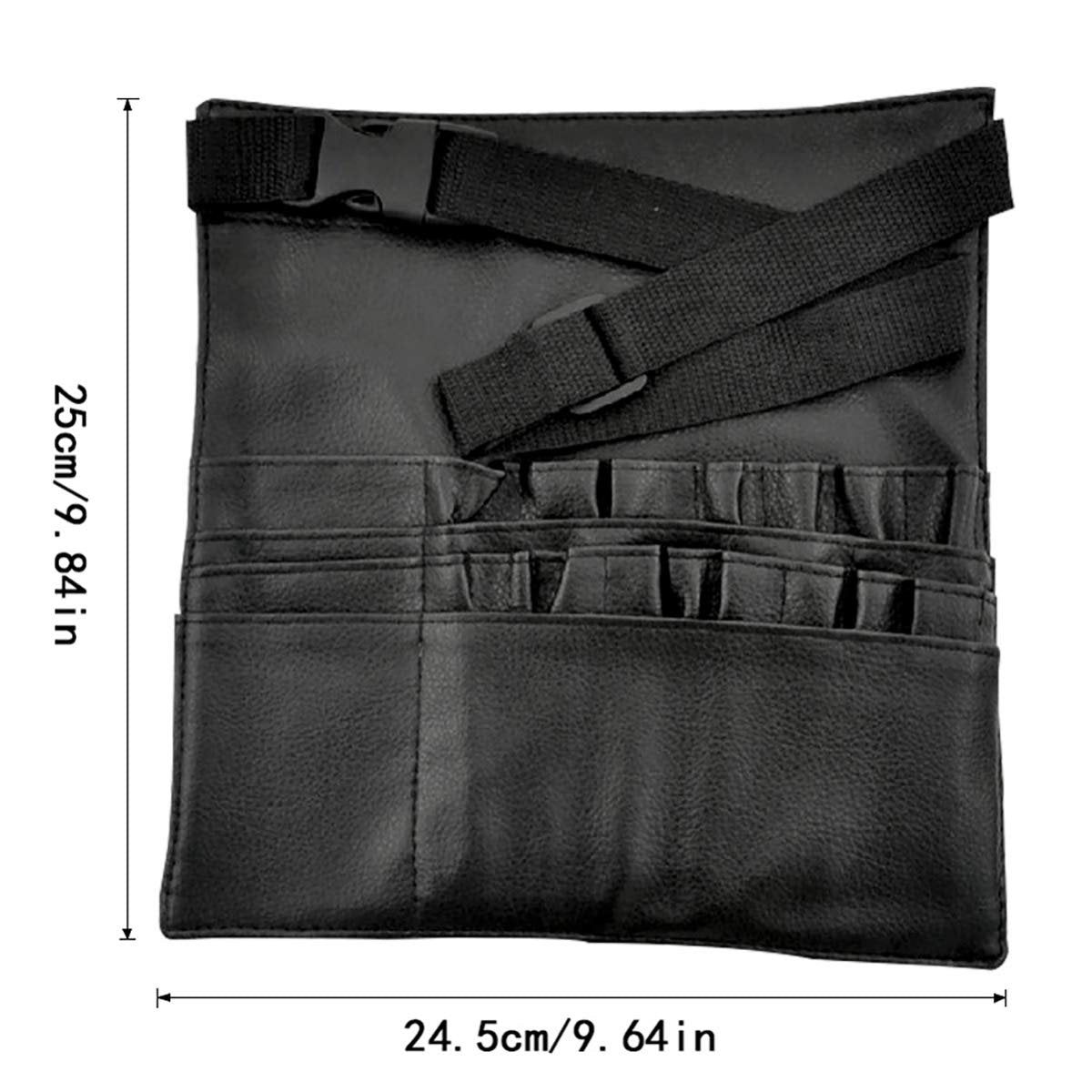 Groupcow 22 Pockets Professional Cosmetic Makeup Brush Bag with Artist Belt Strap, Black, 26.7x13 Inch - görsel 5
