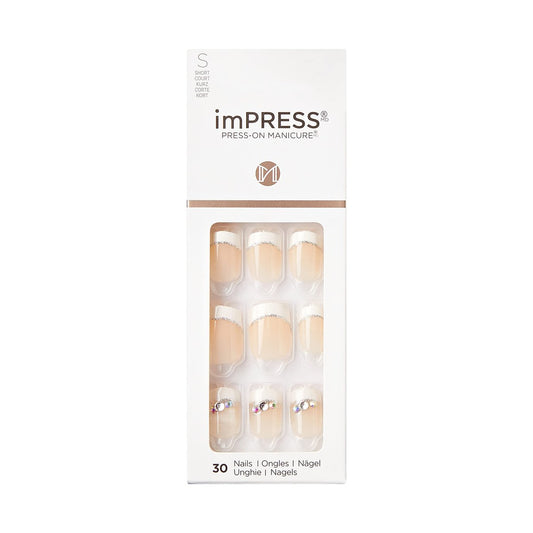 KISS imPRESS Press-On Manicure - Believe, Short Length Square, 30 Nails with PureFit Technology