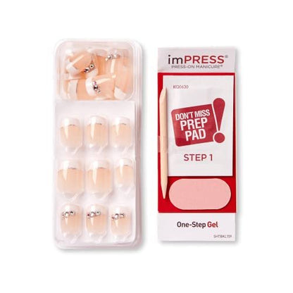KISS imPRESS Press-On Manicure - Believe, Short Length Square, 30 Nails with PureFit Technology