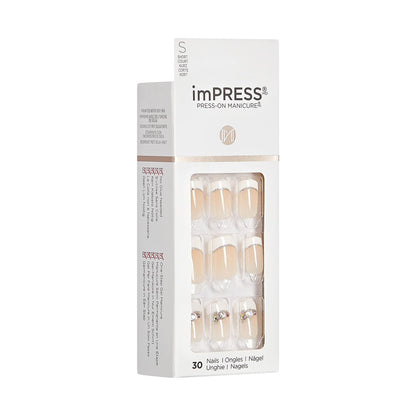 KISS imPRESS Press-On Manicure - Believe, Short Length Square, 30 Nails with PureFit Technology