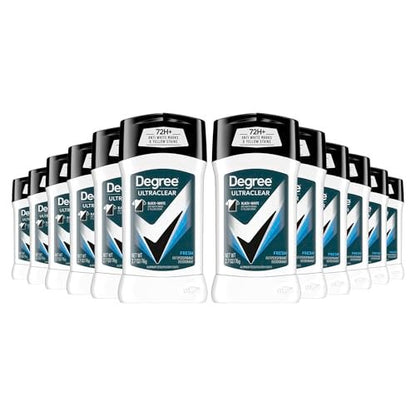 Degree Men UltraClear Antiperspirant Deodorant Fresh, Pack of 12, 72-Hour Sweat & Odor Protection with MotionSense Technology, 2.7 oz Each Avelisse
