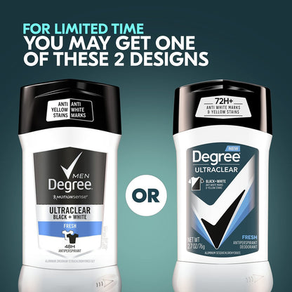 Degree Men UltraClear Antiperspirant Deodorant Fresh, Pack of 12, 72-Hour Sweat & Odor Protection with MotionSense Technology, 2.7 oz Each Avelisse