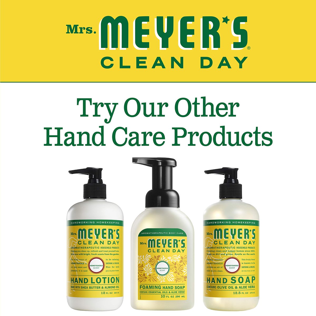 Mrs. Meyer's Clean Day Hand Lotion for Dry Hands, Non-Greasy Moisturizer with Essential Oils, Honeysuckle, 12 oz - görsel 9