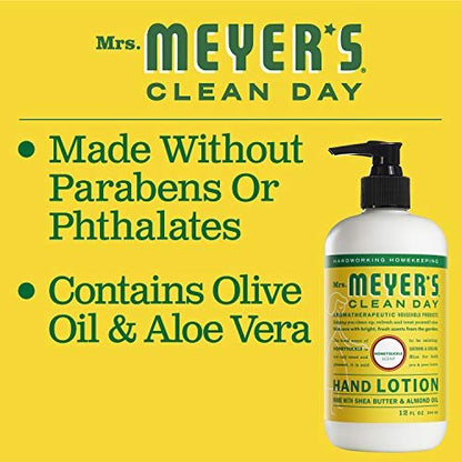 Mrs. Meyer's Clean Day Hand Lotion for Dry Hands, Non-Greasy Moisturizer with Essential Oils, Honeysuckle, 12 oz