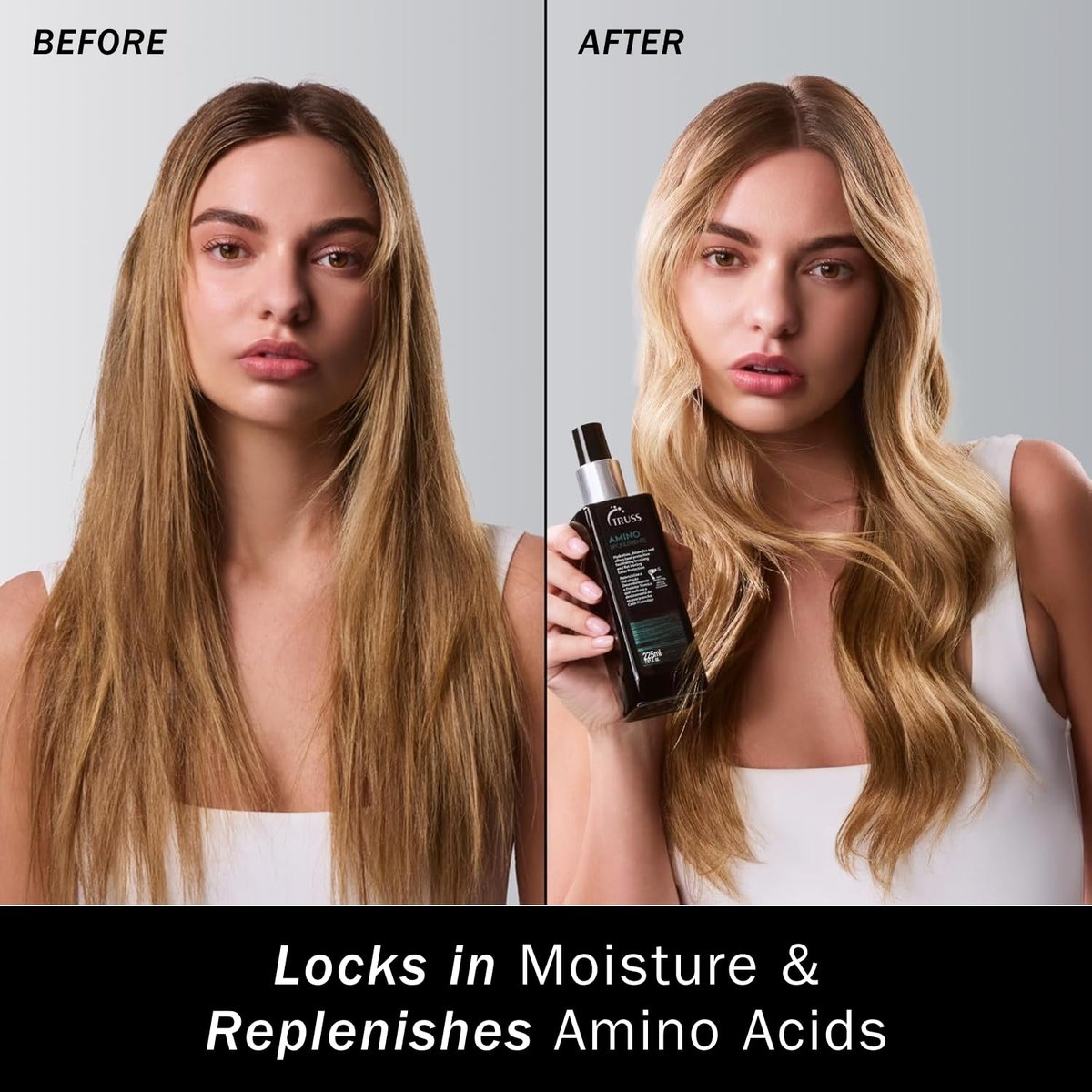 TRUSS Amino Heat Protection Spray for Hair - Anti Frizz Leave In Hair Spray - Infused with Essential Oils to Hydrate & Replenish Amino Acids - Color Safe Heat Protectant & Detangler (7.61 oz) Avelisse