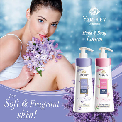 YARDLEY LONDON English Lavender Hand & Body Lotion for Women, 400ml - Nourishing Moisturizer for Dry Skin