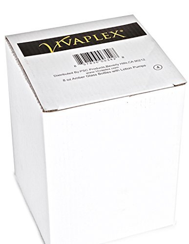 Vivaplex 8 oz Amber Glass Bottles with Black Lotion Pumps - 4 Pack Avelisse