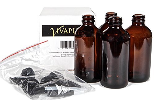 Vivaplex 8 oz Amber Glass Bottles with Black Lotion Pumps - 4 Pack Avelisse