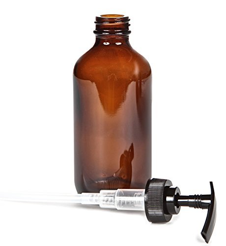 Vivaplex 8 oz Amber Glass Bottles with Black Lotion Pumps - 4 Pack Avelisse