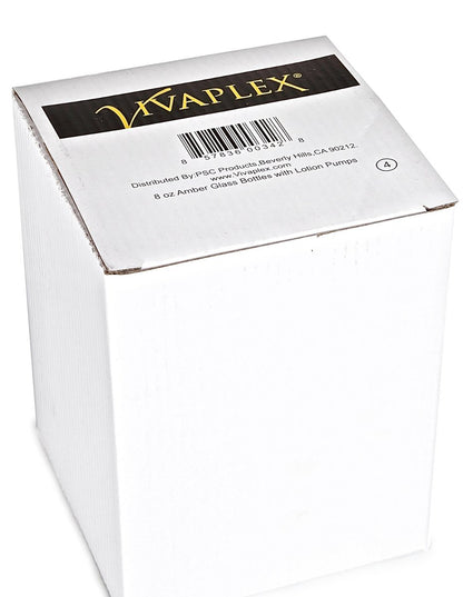 Vivaplex 8 oz Amber Glass Bottles with Black Lotion Pumps - 4 Pack Avelisse
