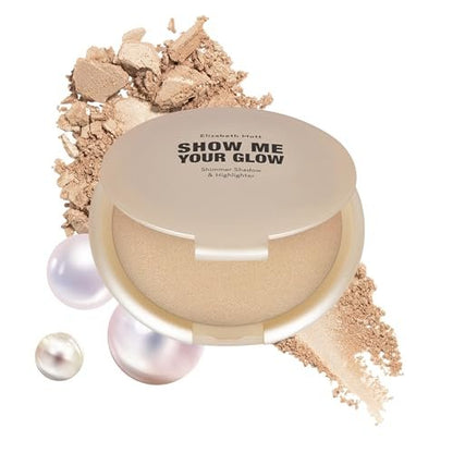 Elizabeth Mott Show Me Your Glow 2-in-1 Powder Highlighter and Shimmer Eye Shadow - Natural Champagne Glow, Cruelty-Free & Paraben-Free (10g)