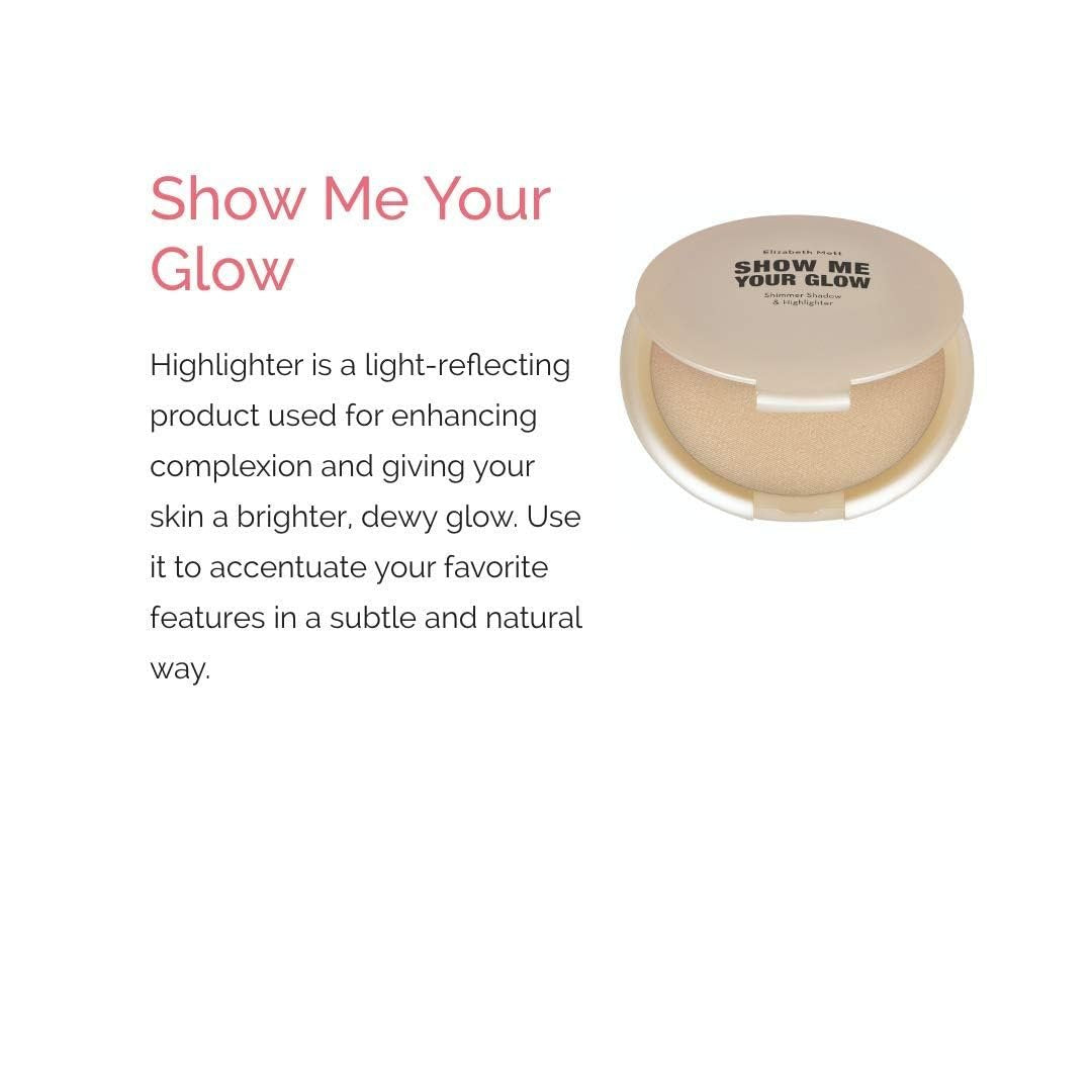 Elizabeth Mott Show Me Your Glow 2-in-1 Powder Highlighter and Shimmer Eye Shadow - Natural Champagne Glow, Cruelty-Free & Paraben-Free (10g) - görsel 5