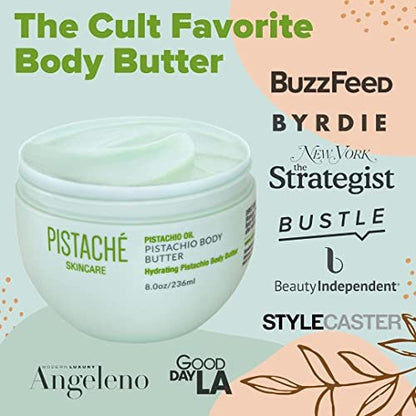 Pistaché Skincare Pistachio Oil Whipped Body Butter Cream – Rich Moisturizer for Dry Skin with Vitamin E & Antioxidant Protection, 8 oz Avelisse