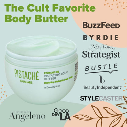 Pistaché Skincare Pistachio Oil Whipped Body Butter Cream – Rich Moisturizer for Dry Skin with Vitamin E & Antioxidant Protection, 8 oz Avelisse